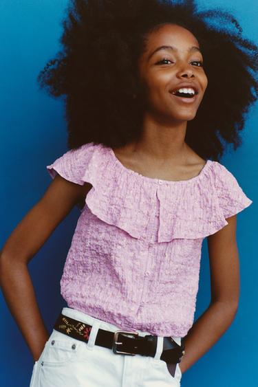 FLORAL TEXTURED SHIRT - Pink by Zara