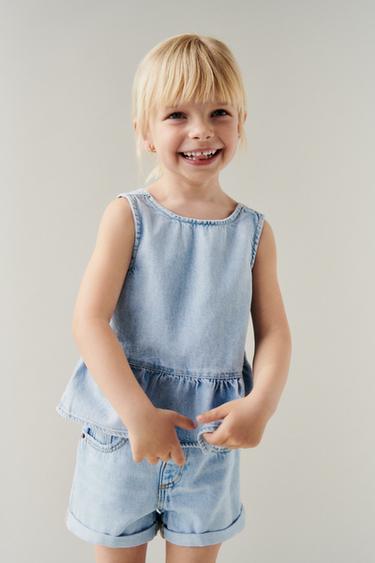 MOM FIT DENIM BERMUDA SHORTS - Light blue by Zara