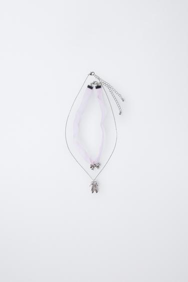 PACK OF TWO BALLET NECKLACES - Pale pink by Zara