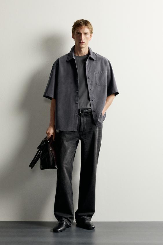 RELAXED FIT FLOWING SHIRT - Navy blue by Zara - Image 0