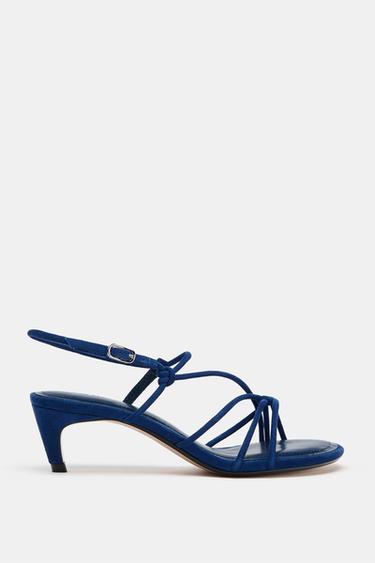 LEATHER KNOTTED HIGH-HEEL SANDALS - Bluish by Zara