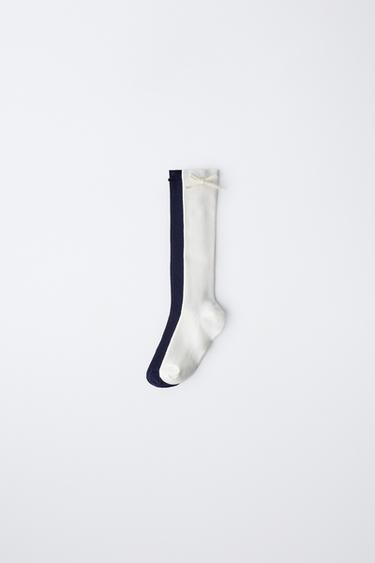 TWO-PACK OF KNEE-HIGH SOCKS WITH BOW - Navys / Ecrus by Zara - Image 0