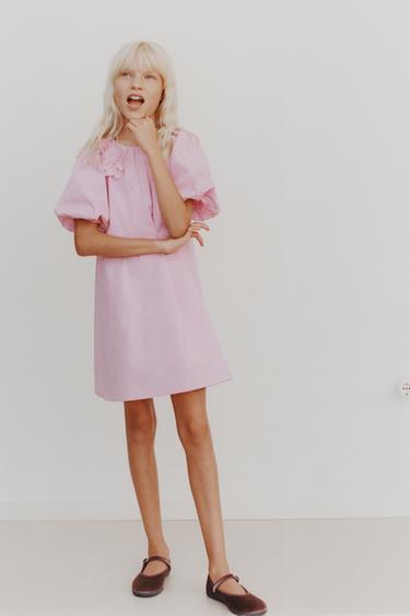 FLORAL POPLIN DRESS - Purple by Zara