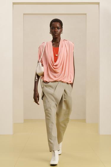 DRP PNT 16 - ecru/khaki by Zara