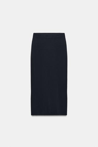 FINE KNIT MIDI SKIRT - Navy blue by Zara