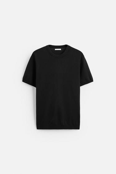 VISCOSE BLEND KNIT T-SHIRT - Black by Zara