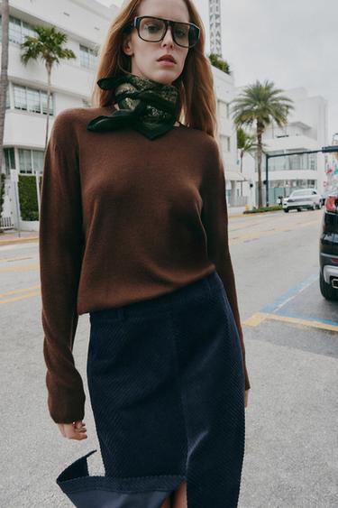 100% WOOL PRINTED BANDANA - Khaki by Zara