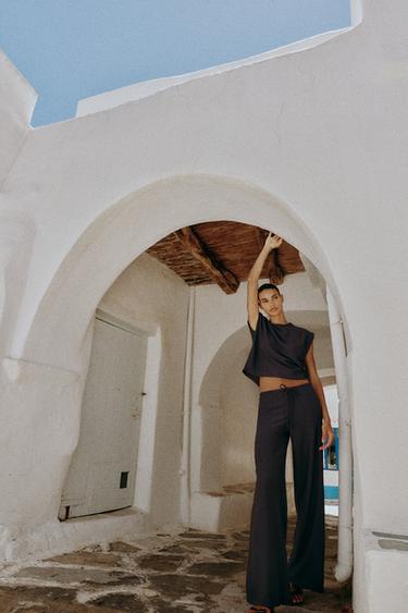 RUSTIC STRAIGHT TROUSERS - Anthracite grey by Zara