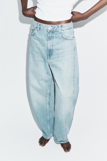 TRF BAGGY BARREL MID-WAIST JEANS - Light blue by Zara