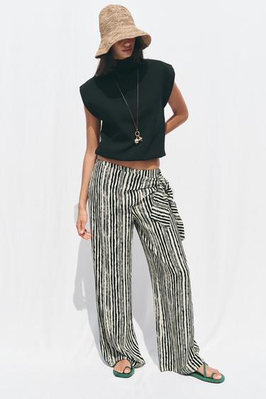 STRIPED WIDE-LEG PAREO TROUSERS - Stripes by Zara - Image 0