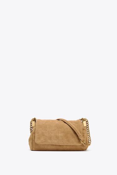 SPLIT SUEDE SHOULDER BAG - SAND/BROWN by Zara