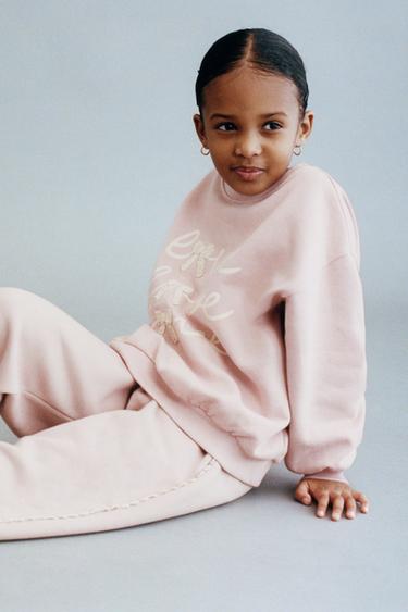 EMBROIDERED BOW SWEATSHIRT - Faded pink by Zara