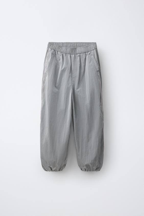NYLON SAROUEL TROUSERS WITH CONTRAST TRIM - Grey by Zara - Image 0