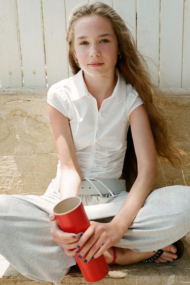 FITTED SHIRT WITH GATHERED HEM - White by Zara