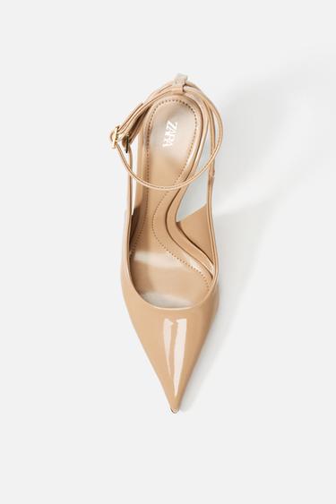 PATENT EFFECT SLINGBACK HIGH HEELS - Beige by Zara