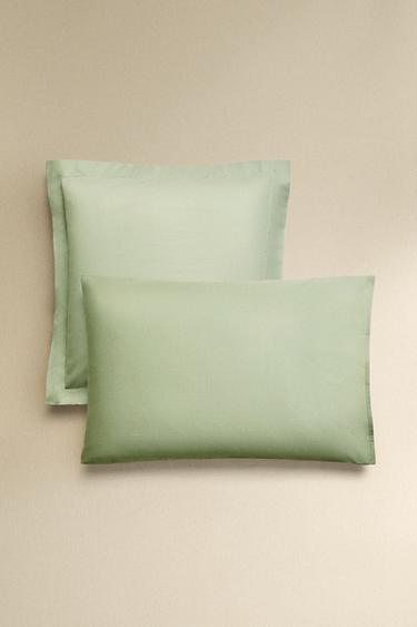 PERCALE PILLOWCASE (200 THREAD COUNT) - Light green by Zara