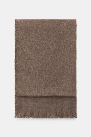 PLAIN SCARF WITH WOOL - Brown / Taupe by Zara