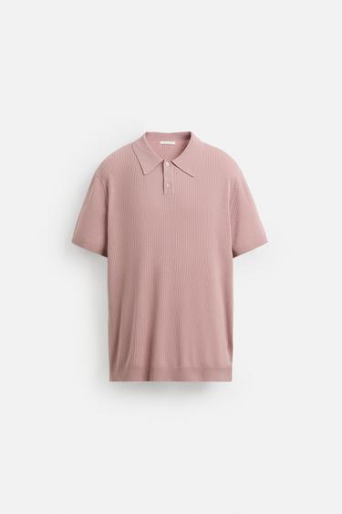 RIB KNIT POLO SHIRT - Pink by Zara
