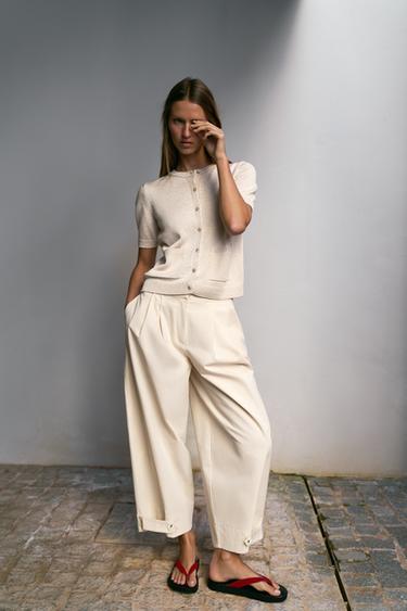 SHORT SLEEVE CARDIGAN - Sand by Zara