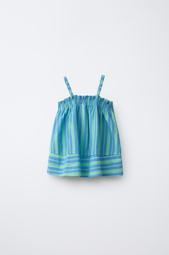 STRIPED TEXTURED TOP - Blue / Green by Zara - Image 0