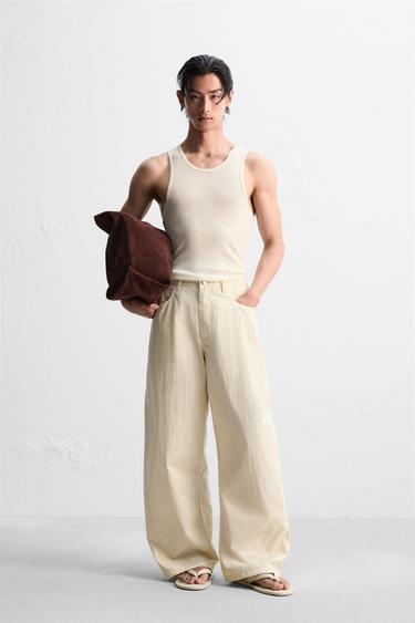 TECHNICAL CURVED FIT TROUSERS - Beige by Zara - Image 0
