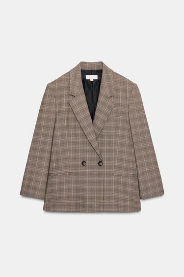 OVERSIZED CHECK BLAZER - Black / Brown by Zara