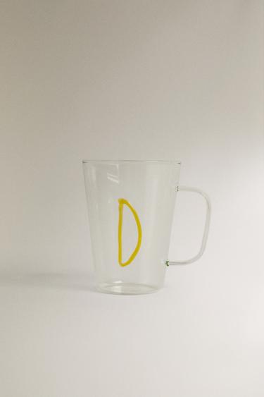 BOROSILICATE MUG WITH INITIAL D - Yellow by Zara