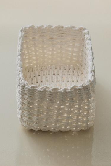 WOVEN PAPER BASKET - White by Zara