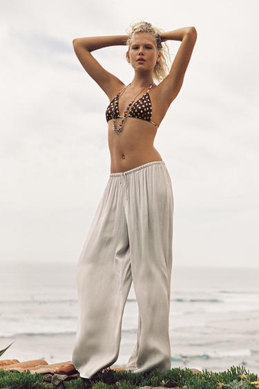 FLOWING PALAZZO TROUSERS - Stone by Zara