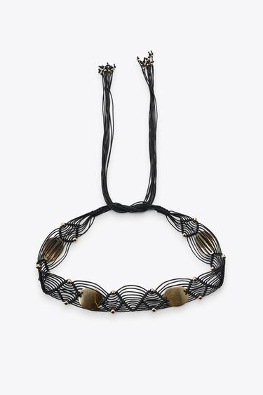 METAL PIECE CORD BELT - Black by Zara