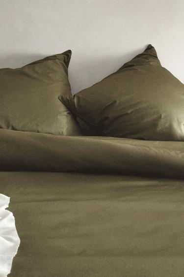 PERCALE DUVET COVER (300 THREAD COUNT) - Green by Zara
