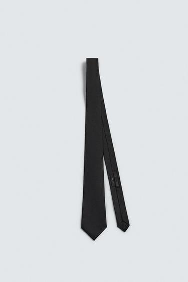 BASIC 100% SILK TIE - Black by Zara