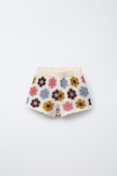 CROCHET KNIT BERMUDA SHORTS - Multicoloured by Zara