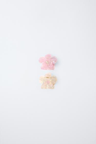PACK OF TWO FLORAL HAIR CLIPS - Pastel pink by Zara - Image 0