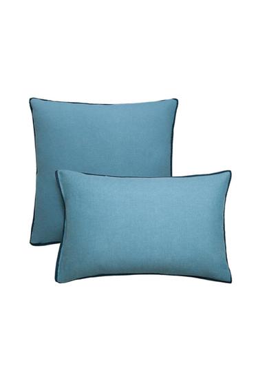 CONTRAST LINEN PILLOWCASE - Blue by Zara