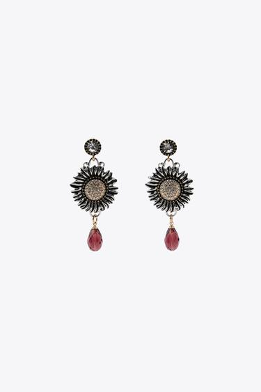 JEWEL BEAD FLOWER EARRINGS - Gold / Silver by Zara