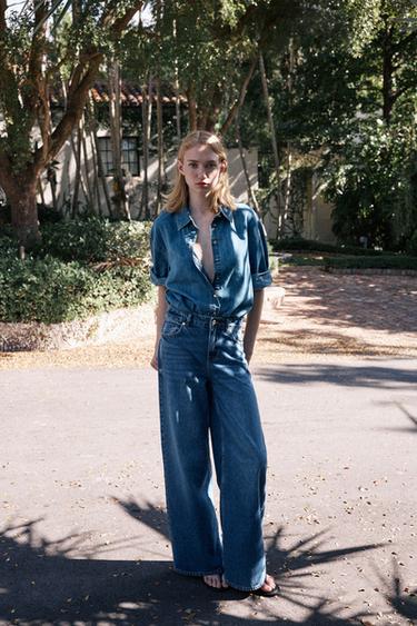 Z1975 BELTED DENIM SHIRT - Mid-blue by Zara - Image 0