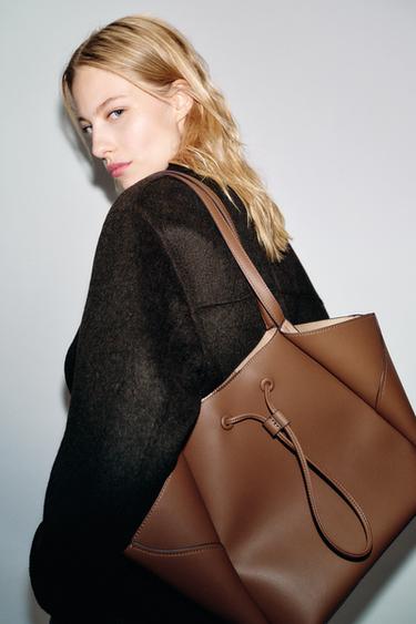 MAXI TOTE BAG WITH DETAILS - Dark tan by Zara