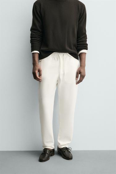 COMFORT JOGGER WAIST TROUSERS - Oyster-white by Zara