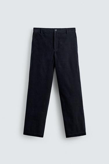 LIGHTWEIGHT CORDUROY REGULAR FIT TROUSERS - Blue by Zara