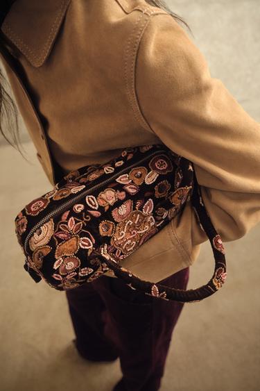 EMBROIDERED SHOULDER BAG - Multicoloured by Zara