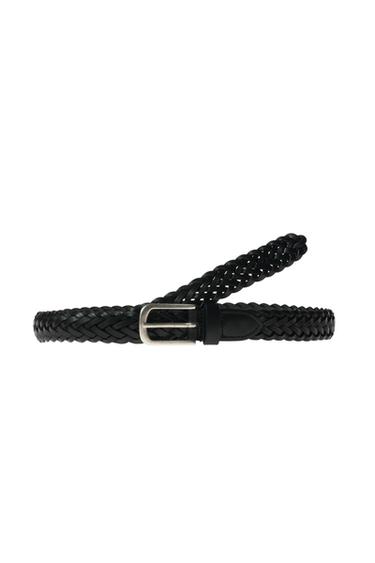 LONG BRAIDED LEATHER BELT - Black by Zara