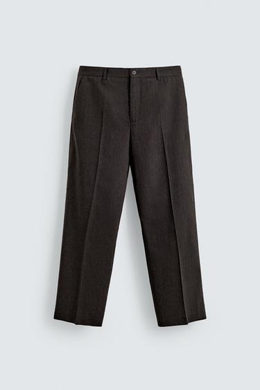 WOOL SUIT TROUSERS - brown vigore by Zara