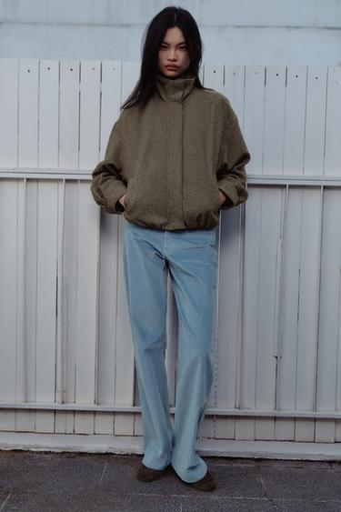 FLARE CORDUROY TROUSERS - Faded sky blue by Zara