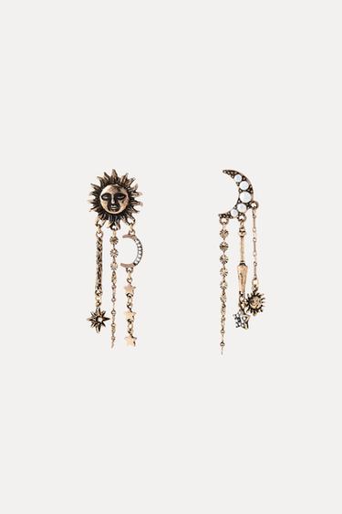 SUN AND MOON CHARM EARRINGS - Golden by Zara - Image 0