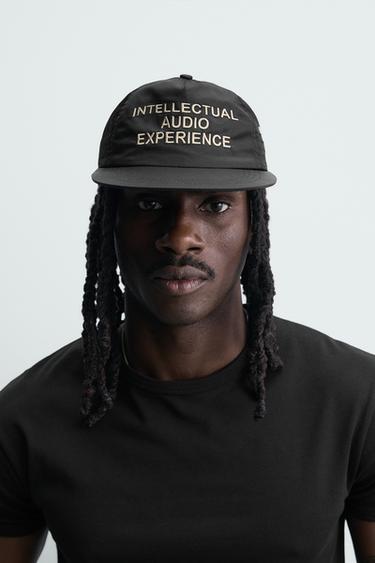 EMBROIDERED FLAT PEAK CAP - Black by Zara - Image 0