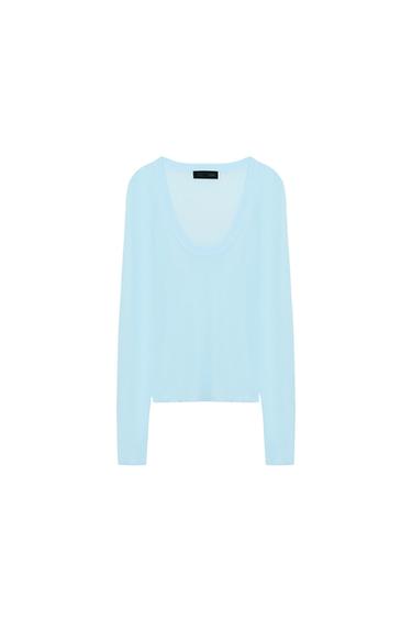 EXTRA FINE KNIT TOP - Light blue by Zara