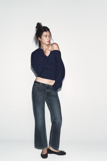 ASYMMETRIC COTTON SWEATSHIRT - Navy blue by Zara