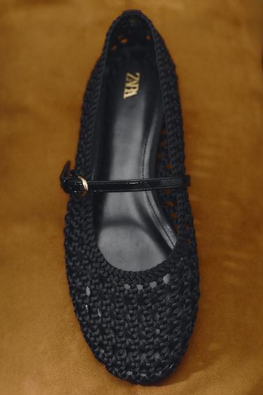 WOVEN STRAP BALLERINAS - Black by Zara - Image 0