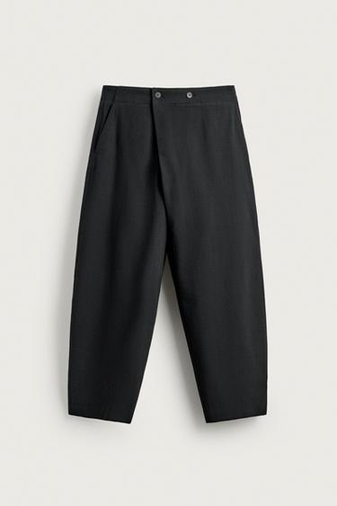BALLOON FIT WRAP TROUSERS - Black by Zara